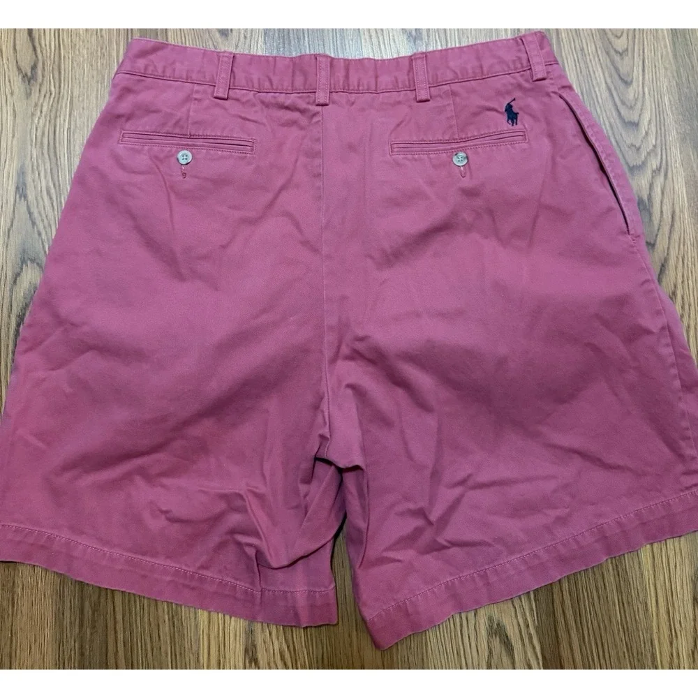 Polo Ralph Lauren Shorts Mens 36 Tyler Fit Pleated Chino Salmon Pony Logo